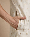 Manyavar Men Beige Blended Viscose Kurta Pajama with Self-Texture