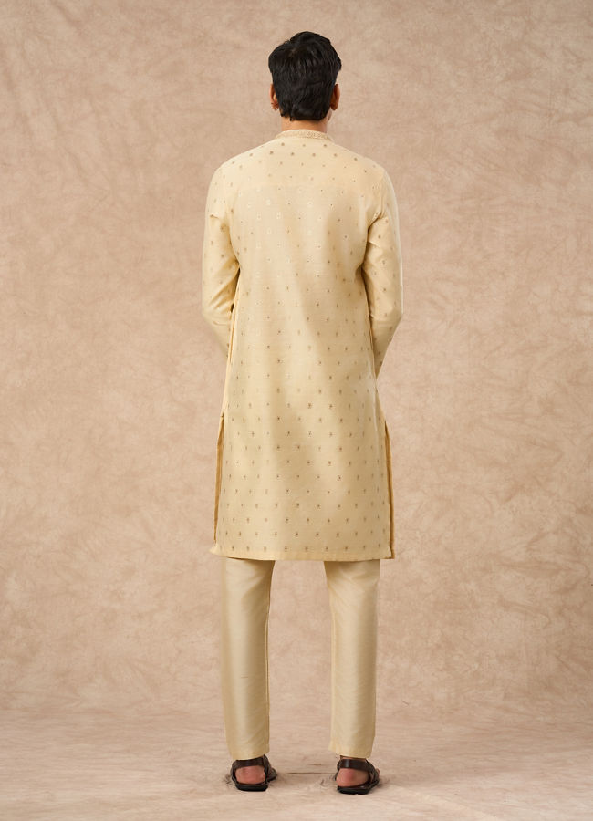 Manyavar Men Fawn Blended Viscose Kurta Pajama