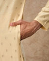 Manyavar Men Fawn Blended Viscose Kurta Pajama