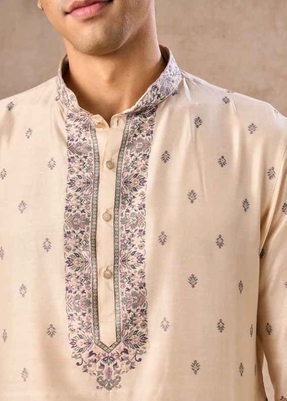Manyavar Men Beige Bliss Kurta Pajama