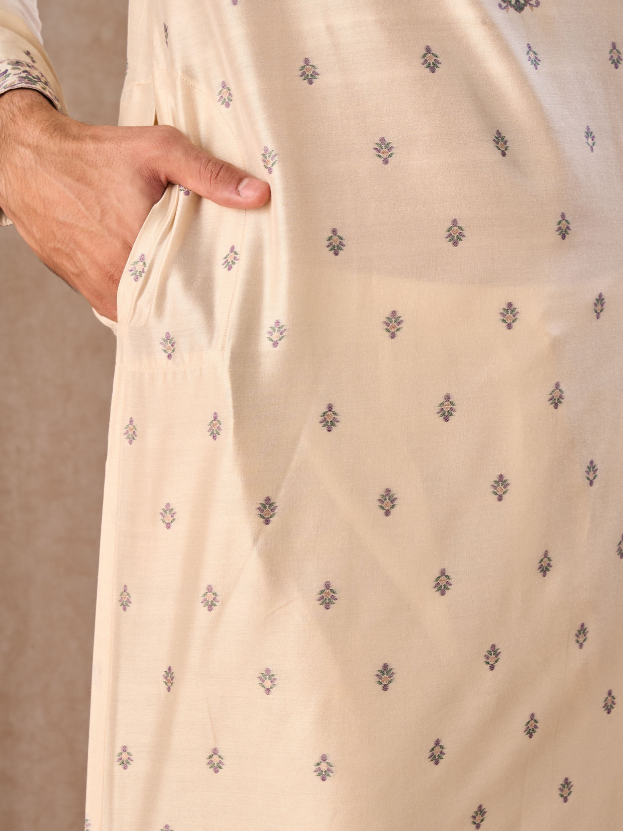 Manyavar Men Beige Bliss Kurta Pajama