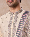 Manyavar Men Swanky Beige Kurta Pajama Dupatta Set