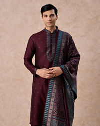 Manyavar Men Wine Royal Elegance Kurta Pajama