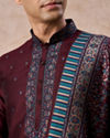 Manyavar Men Wine Royal Elegance Kurta Pajama
