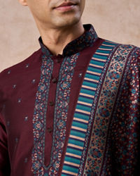 Manyavar Men Wine Royal Elegance Kurta Pajama