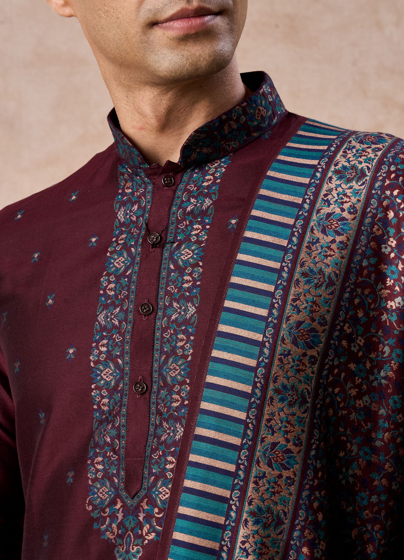 Manyavar Men Wine Royal Elegance Kurta Pajama