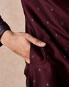 Manyavar Men Wine Royal Elegance Kurta Pajama