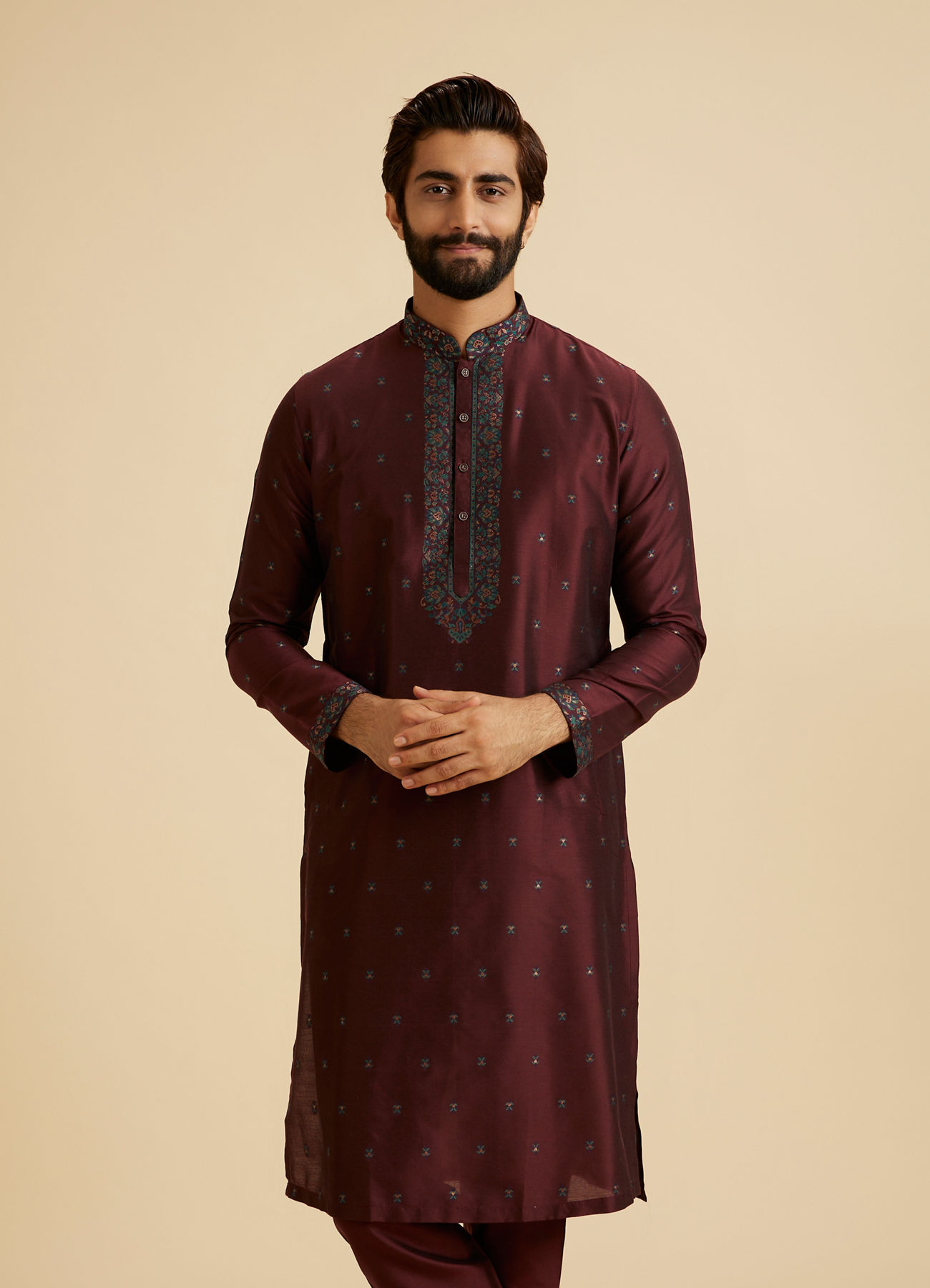 Manyavar Men Wine Enchantment Kurta Pajama