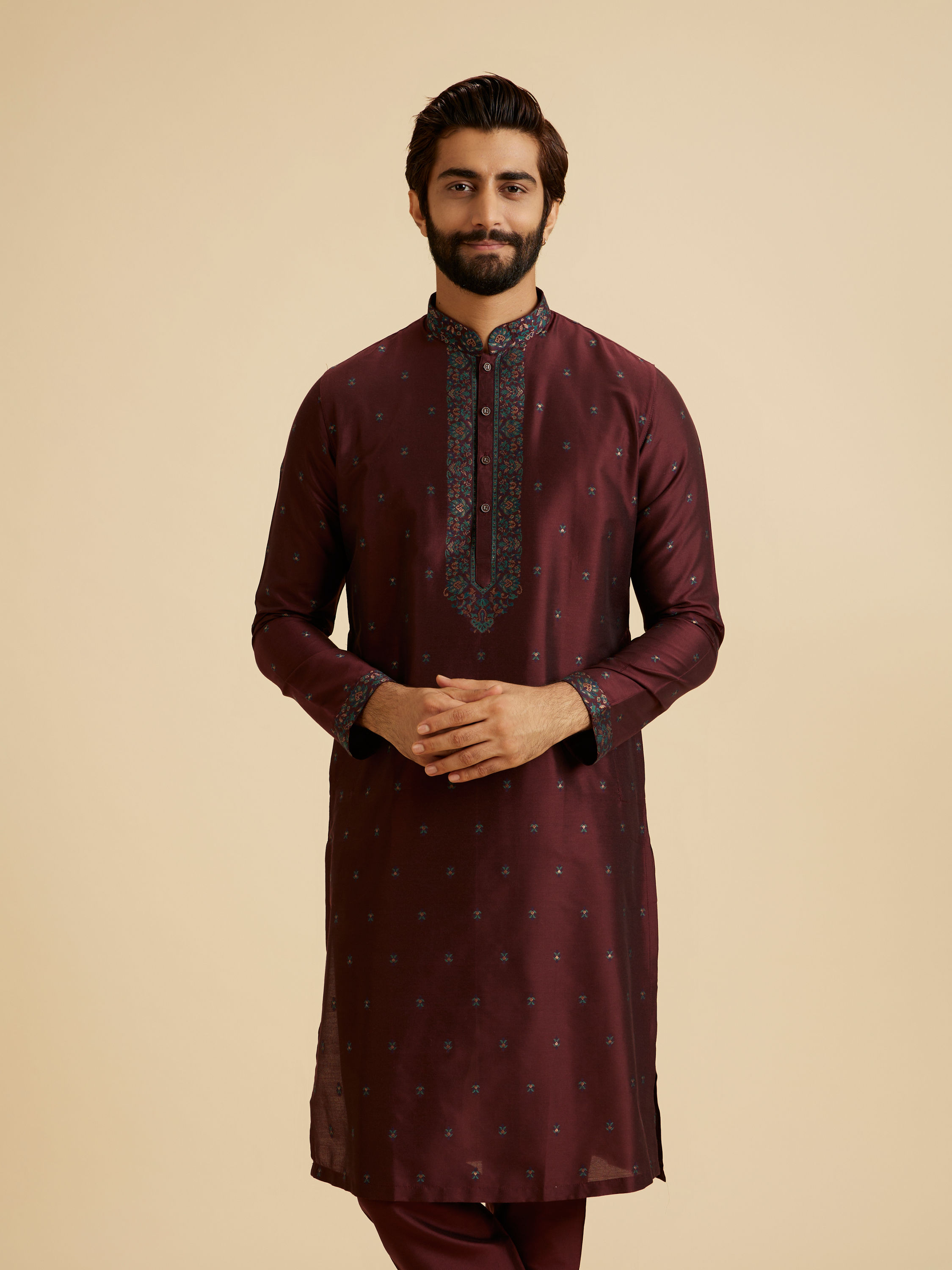 Manyavar Men Wine Enchantment Kurta Pajama