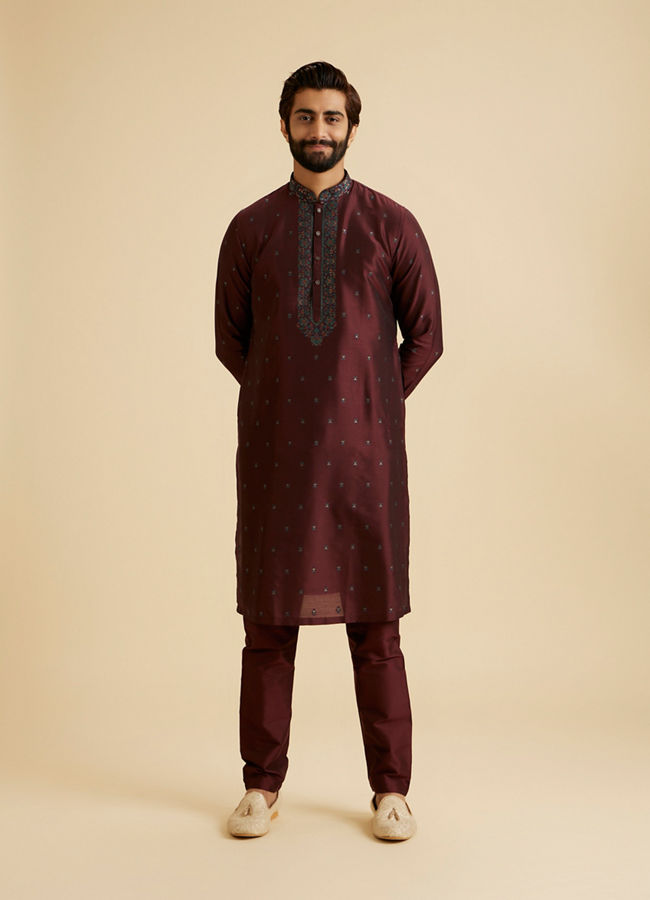 Manyavar Men Wine Enchantment Kurta Pajama