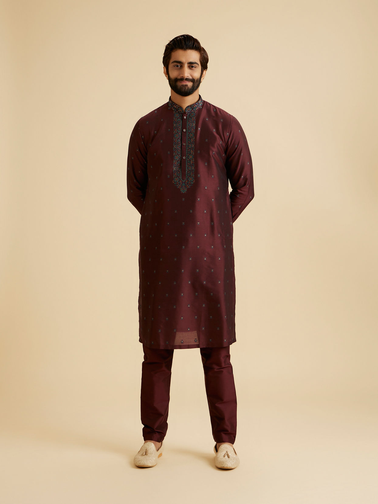Manyavar Men Wine Enchantment Kurta Pajama