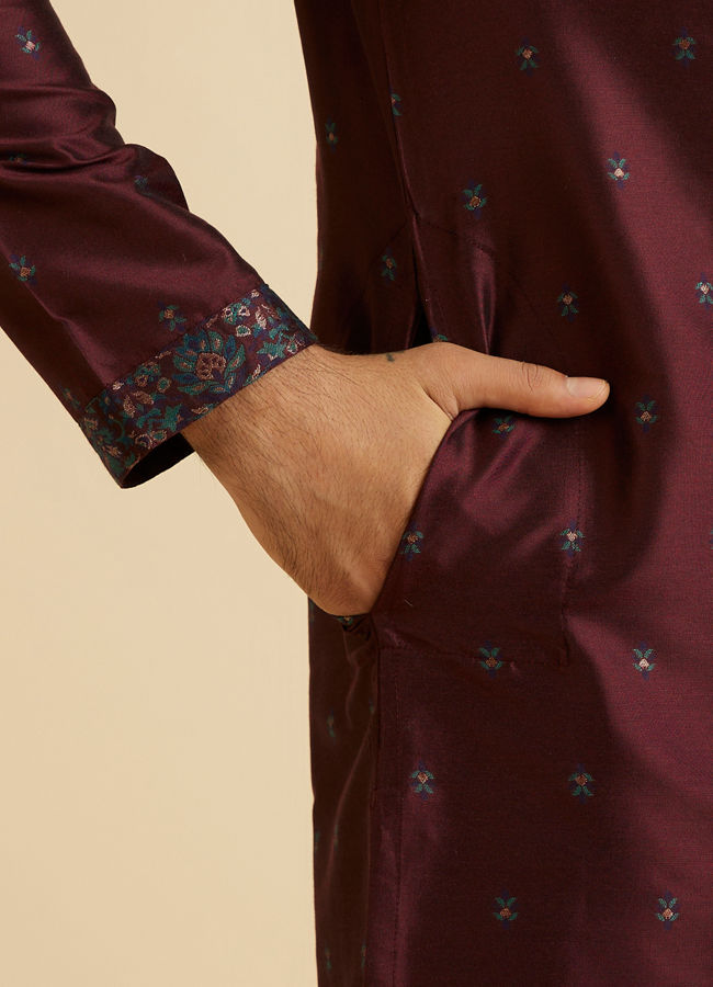 Manyavar Men Wine Enchantment Kurta Pajama
