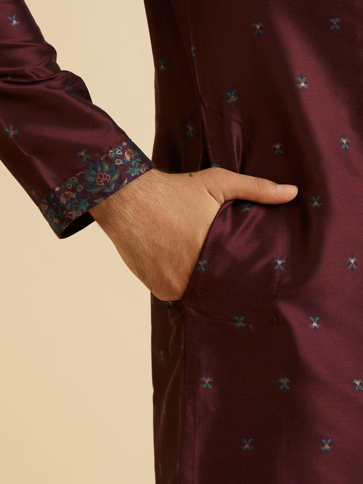 Manyavar Men Wine Enchantment Kurta Pajama