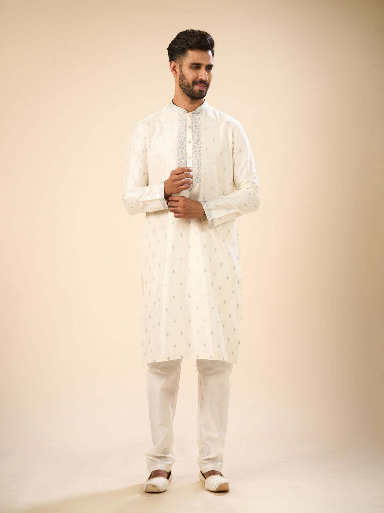 Manyavar Men Classy Cream Kurta Pajama