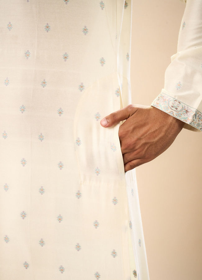 Manyavar Men Classy Cream Kurta Pajama