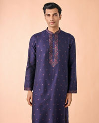 Manyavar Men Royale Dark Blue Kurta Pajama