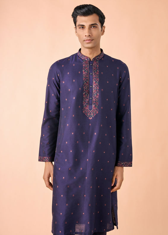 Manyavar Men Royale Dark Blue Kurta Pajama