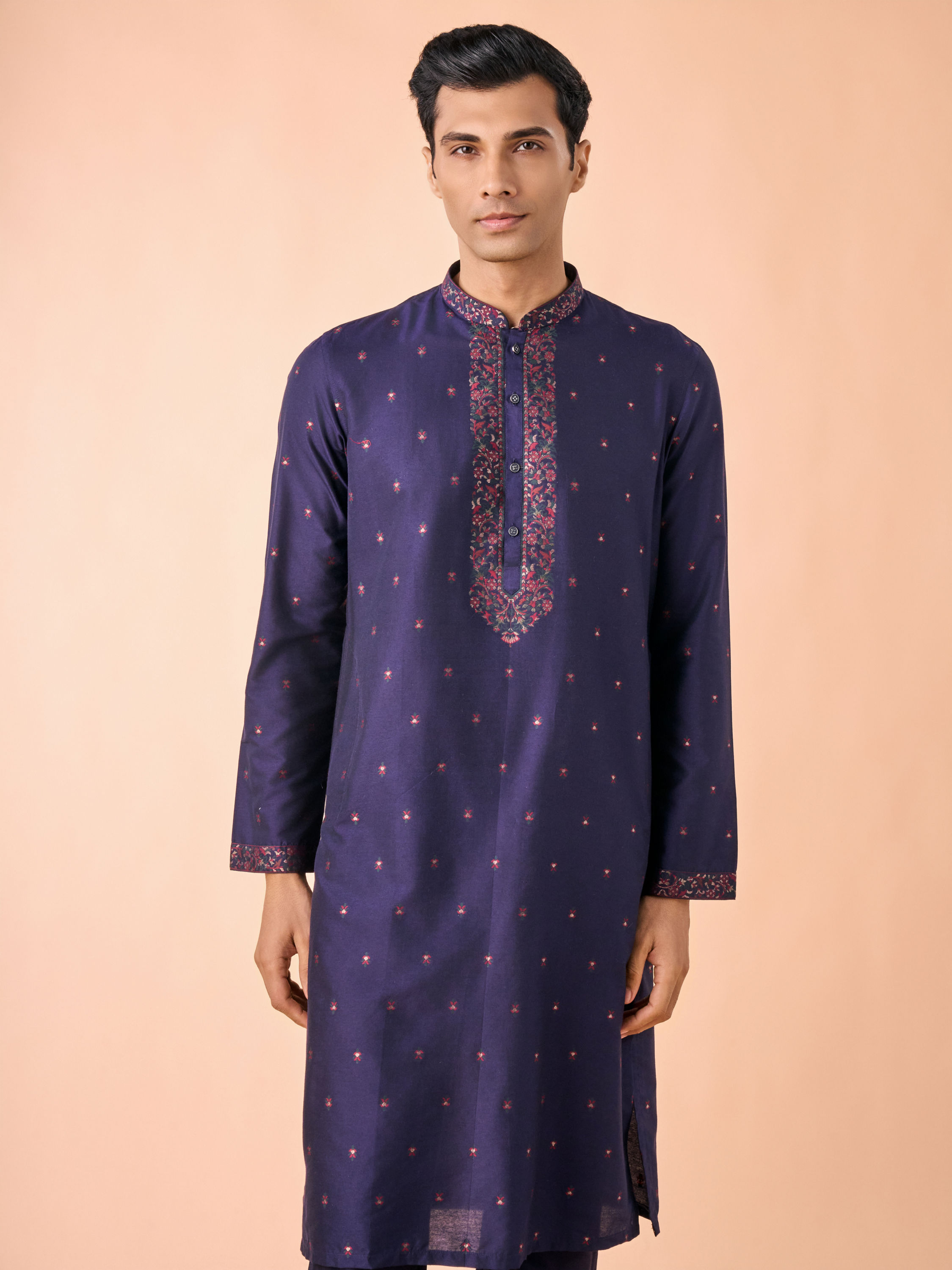 Manyavar Men Royale Dark Blue Kurta Pajama