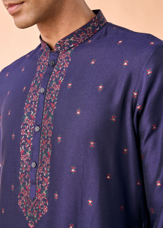 Manyavar Men Royale Dark Blue Kurta Pajama