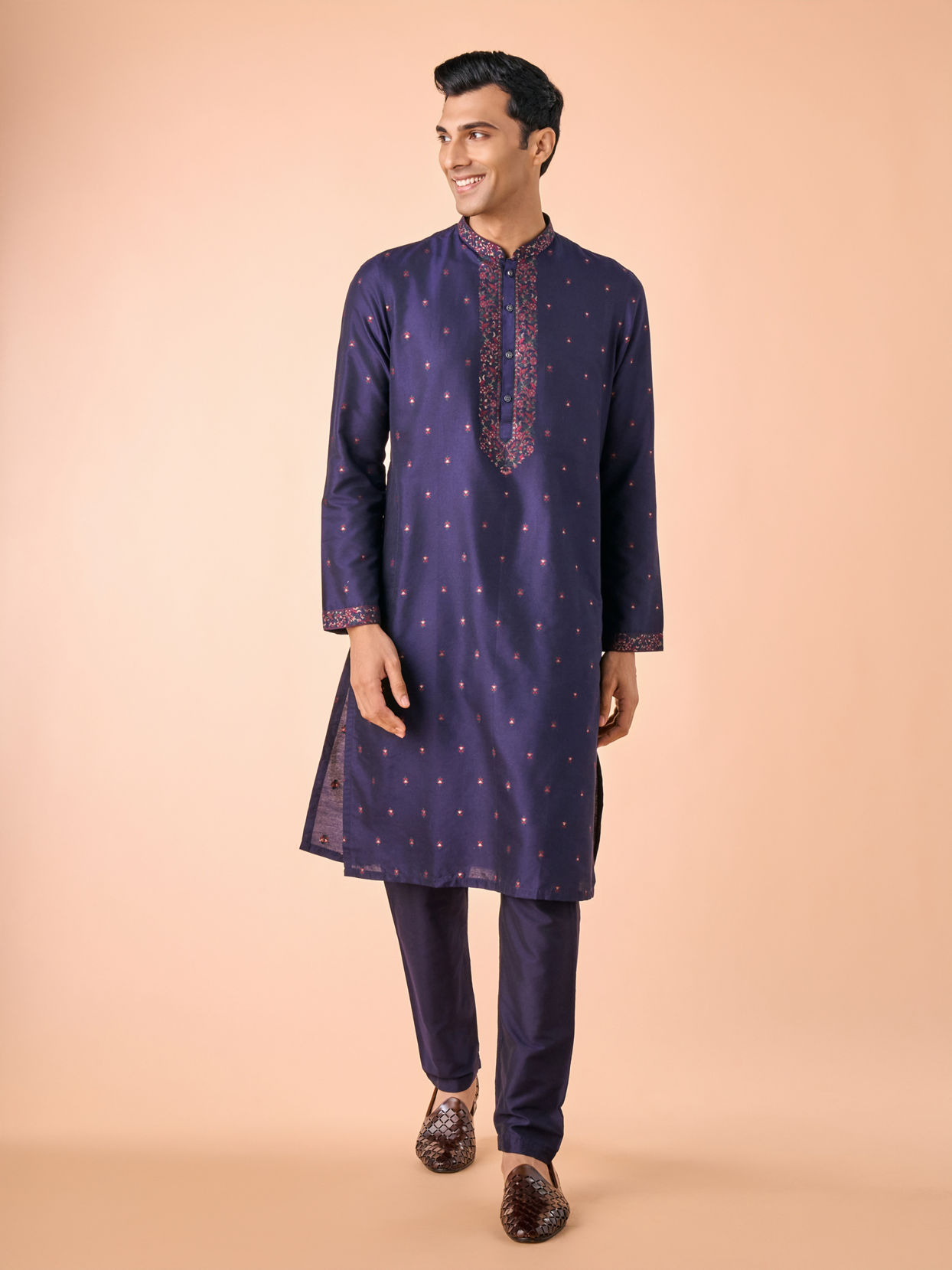 Manyavar Men Royale Dark Blue Kurta Pajama