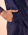 Manyavar Men Royale Dark Blue Kurta Pajama