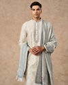 Manyavar Men Cream Blended Viscose Kurta Pajama Dupatta