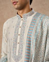 Manyavar Men Cream Blended Viscose Kurta Pajama Dupatta