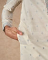 Manyavar Men Cream Blended Viscose Kurta Pajama Dupatta