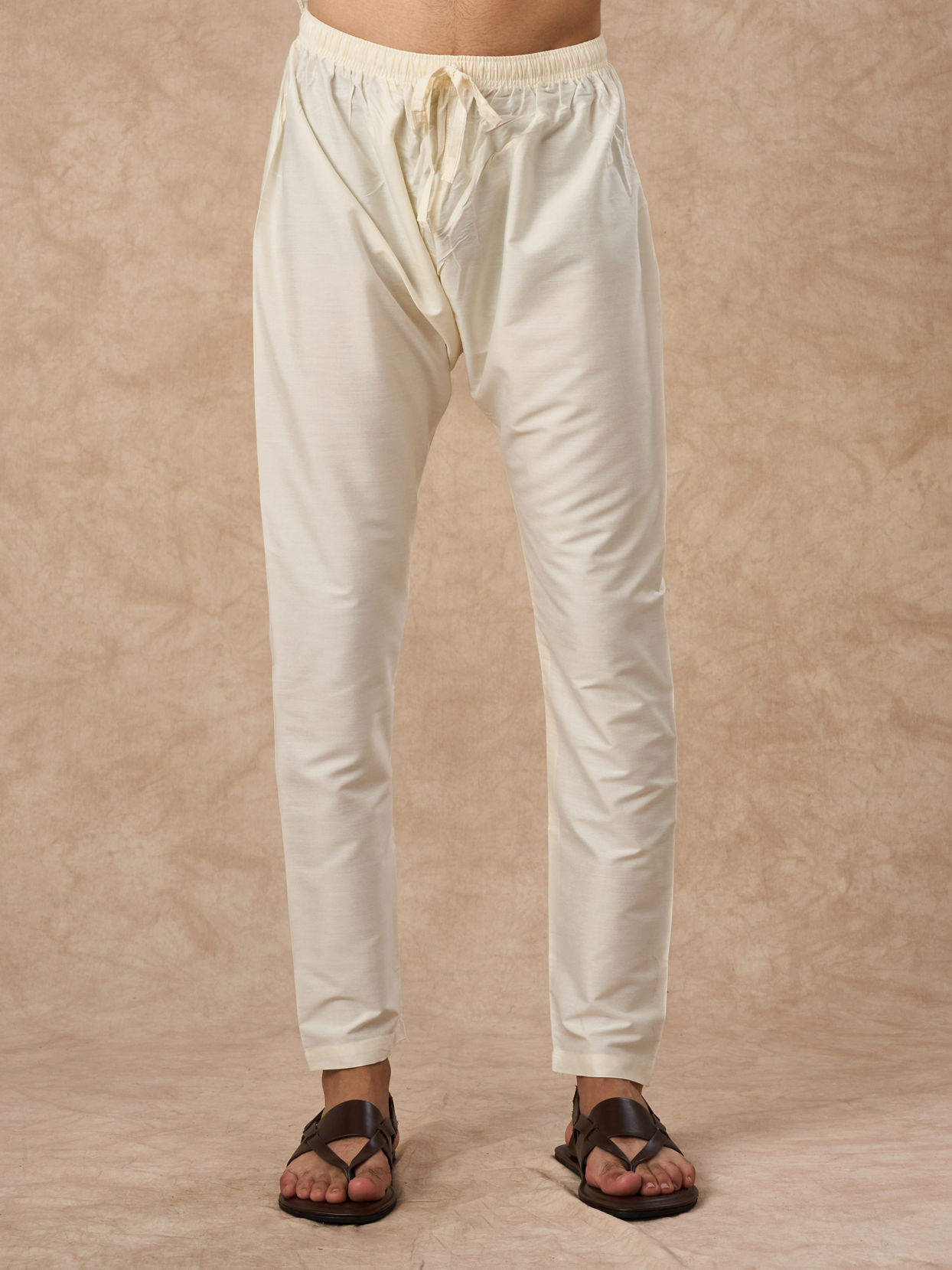 Manyavar Men Cream Blended Viscose Kurta Pajama Dupatta