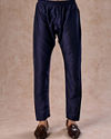 Manyavar Men Intricate Dark Blue Celebration Kurta Pajama Dupatta