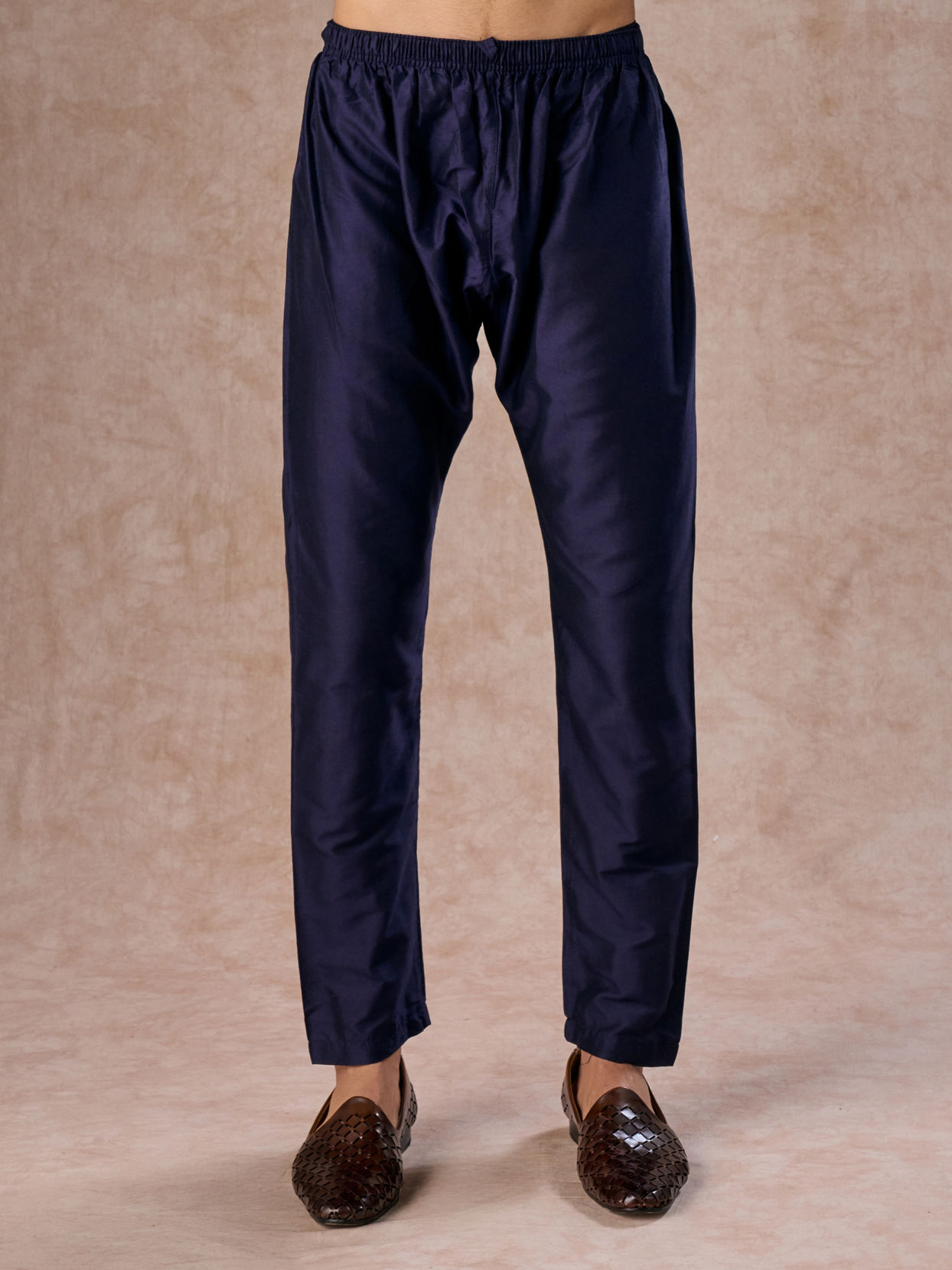 Manyavar Men Intricate Dark Blue Celebration Kurta Pajama Dupatta