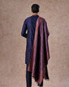 Manyavar Men Intricate Dark Blue Celebration Kurta Pajama Dupatta