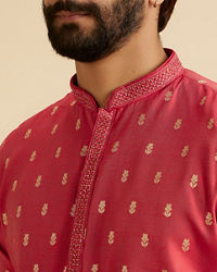 Manyavar Men Gleaming Coral Elegance Kurta Pajama