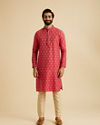 Manyavar Men Gleaming Coral Elegance Kurta Pajama