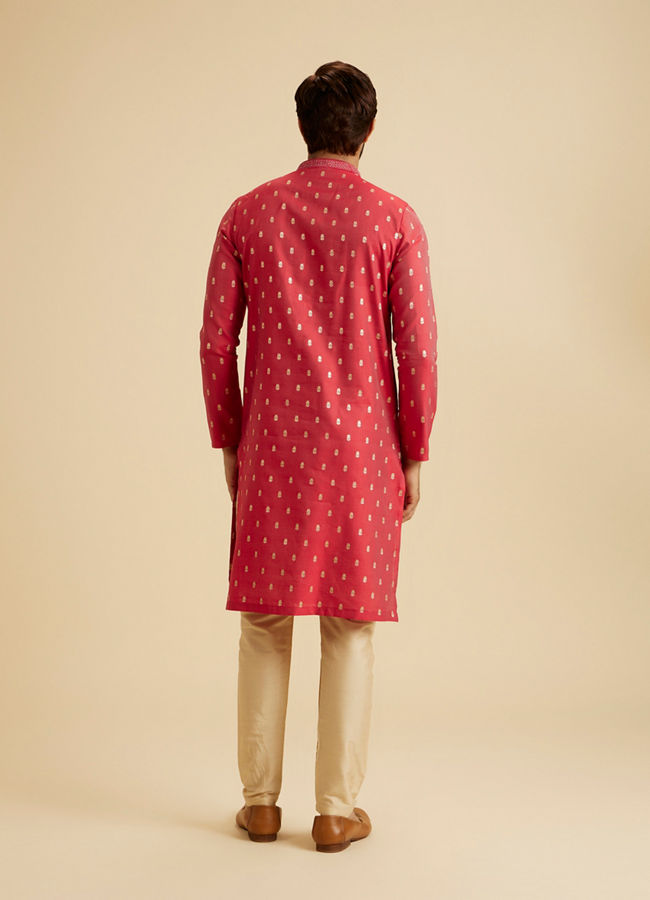 Manyavar Men Gleaming Coral Elegance Kurta Pajama