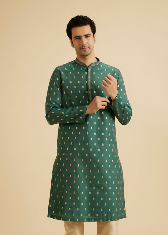 Manyavar Men Dark Green Opulence Kurta Pajama