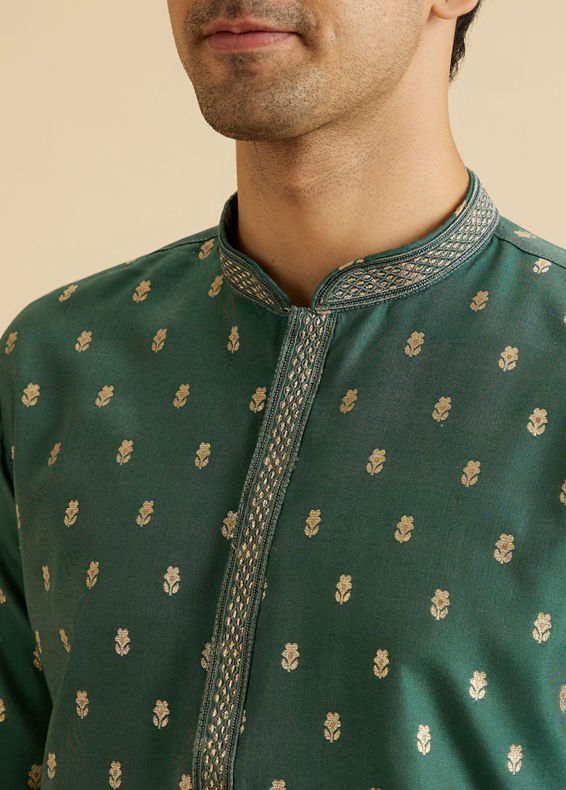 Manyavar Men Dark Green Opulence Kurta Pajama