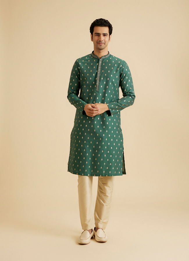 Manyavar Men Dark Green Opulence Kurta Pajama