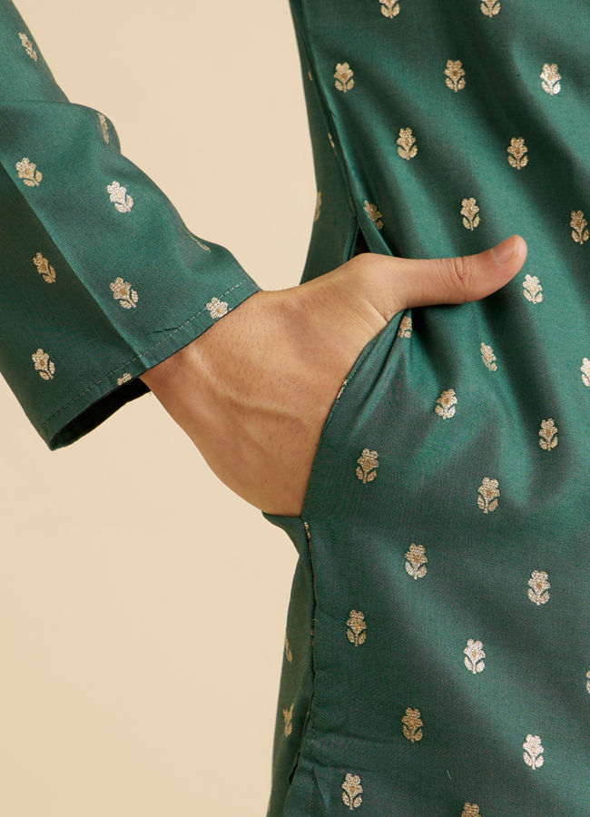 Manyavar Men Dark Green Opulence Kurta Pajama