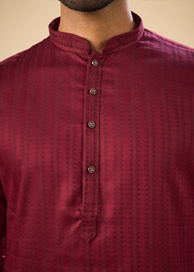 Manyavar Men Wine Radiance Kurta Pajama