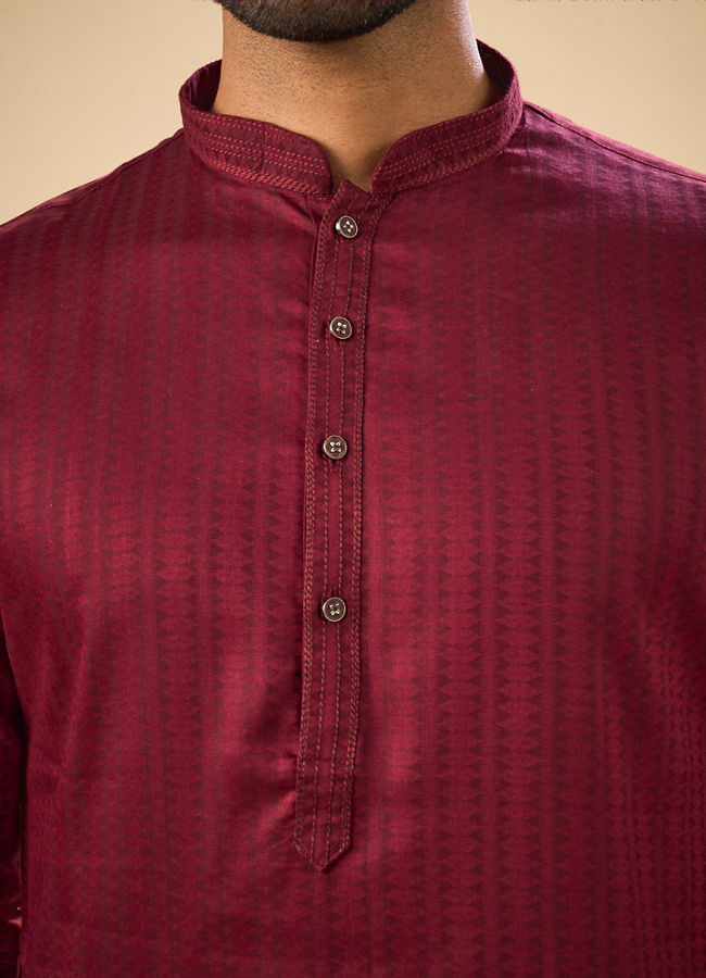 Manyavar Men Wine Radiance Kurta Pajama