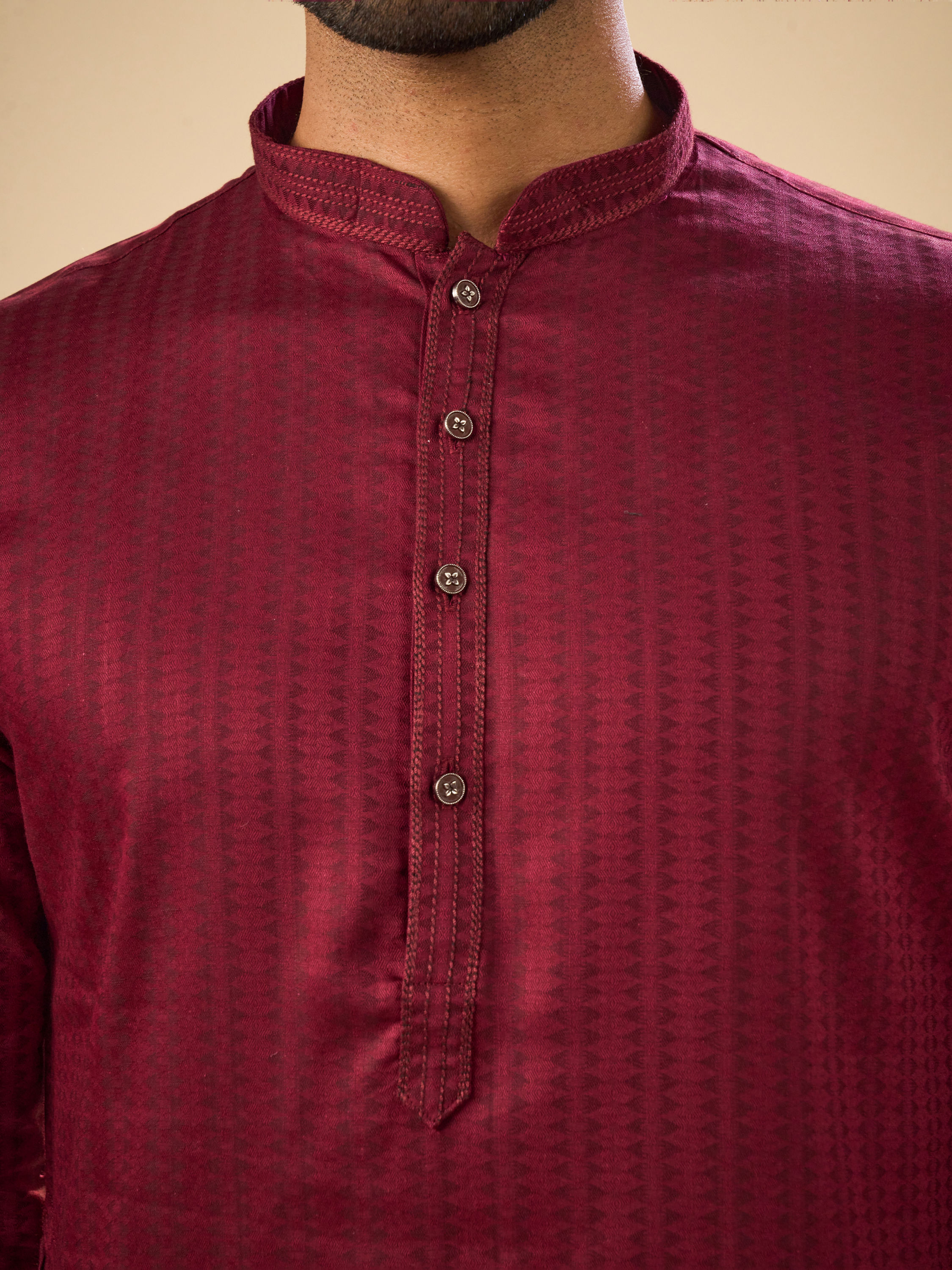 Manyavar Men Wine Radiance Kurta Pajama
