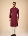 Manyavar Men Wine Radiance Kurta Pajama