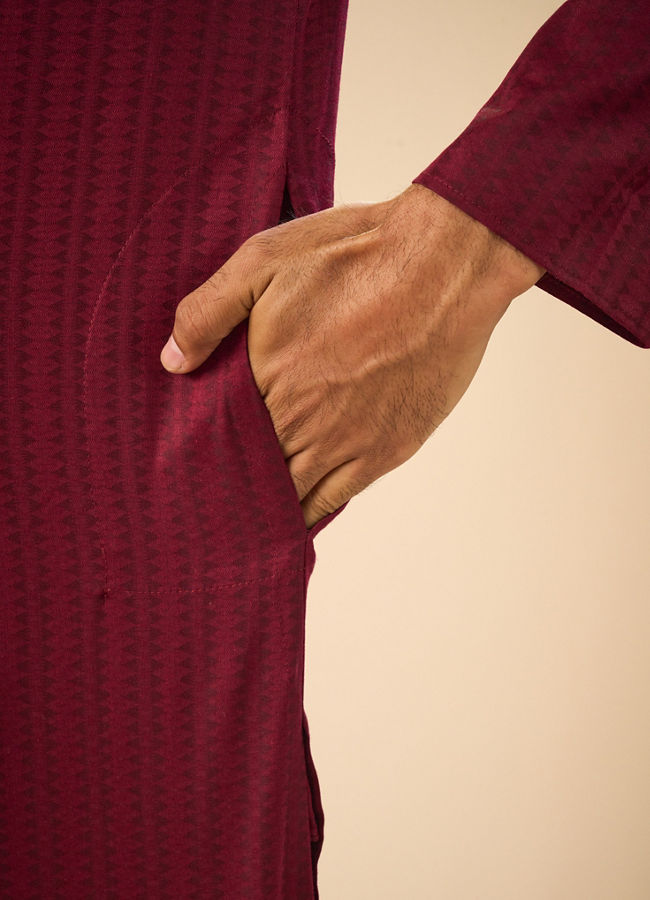 Manyavar Men Wine Radiance Kurta Pajama