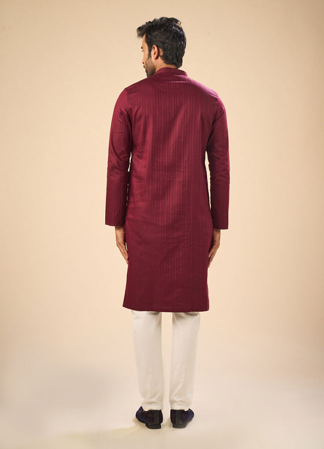 Manyavar Men Wine Radiance Kurta Pajama