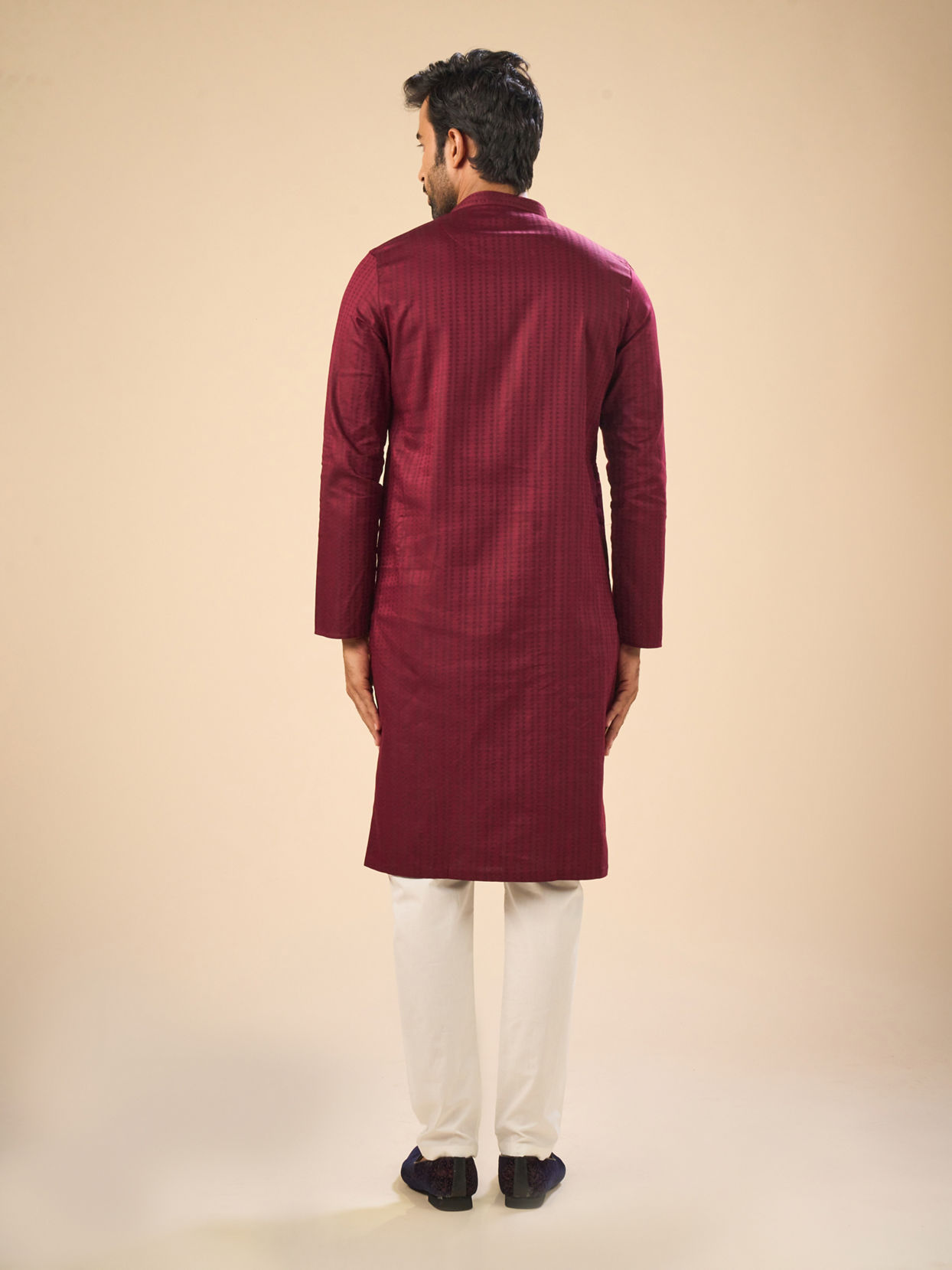 Manyavar Men Wine Radiance Kurta Pajama