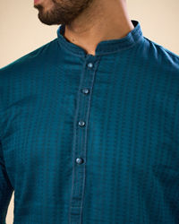Manyavar Men Teal Blue Cotton Kurta Pajama