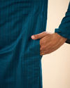 Manyavar Men Teal Blue Cotton Kurta Pajama