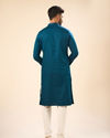 Manyavar Men Teal Blue Cotton Kurta Pajama