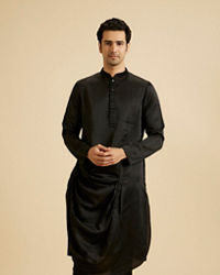 Manyavar Men Classic Black Elegance Kurta Pajama
